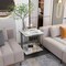 Modern Glam Marble Square Accent Side Table 2-Tier Coffee Table w/ Storage Shelf